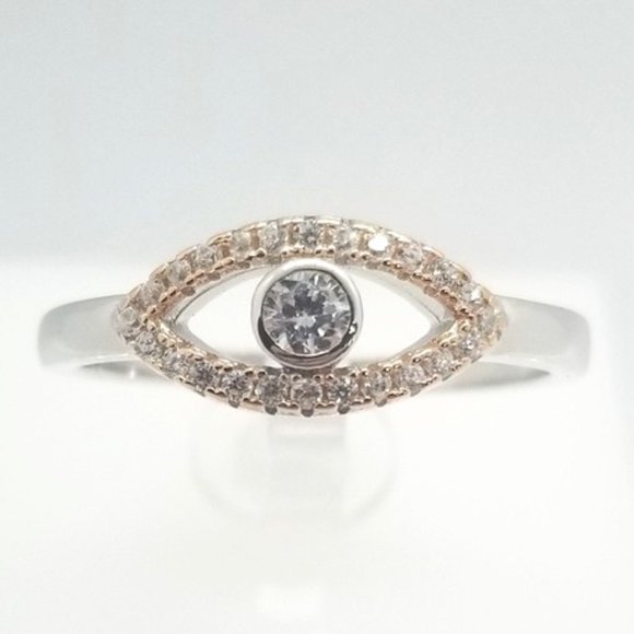 Jewelry - 💖Rose Gold and Sterling Silver Evil Eye Ring